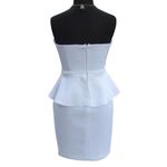 Cache Peplum White Strapless Event Dress New Lined Built In Bra Stretch $168 NWT Photo 2