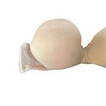 Lily Of France Strapless Bra 32A Beige Lace Trim Padded Underwire Photo 1