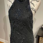 Scala Silk Sequins Vintage Embellished Halter Beaded Open Back Photo 2