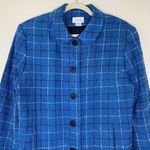 Cricket Lane Collection Wool Blend Textured Blue Plaid Blazer Jacket, Size 12 Photo 1