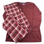 Isotoner  Men's Size XL PJ Sleep‎ Set Henley Thermal Top Fleece Pants Plaid Cozy Photo 0