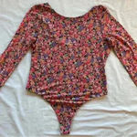 WAYF Floral Long Sleeve Bodysuit - Vibrant Garden Cute Print Photo 0