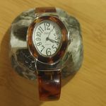 Watch Cuff Prestige Waltham Quartz Vintage Tortoiseshell Stainless Steel Back Silver Photo 5