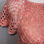 Sacred Threads NWT  Orange Crochet Overlay Short Flutter Sleeves Dainty Top Small Photo 6