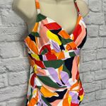 Anne cole  Surplice Tri Tankini Top Size 34C/36B White Purple Red Underwire New Photo 2