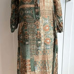 Ellison  Semi Sheer Patchwork Print Maxi Dress Multicolor Long Sleeve Casual S Photo 0