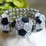 Unique Crystal Stretch Bracelet Soccer Ball Silver Photo 0