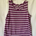 J.Jill Purple & White Striped Linen Tank Top Large Sleeveless Casual Scoop Neck Photo 0