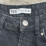 ZARA Black Wash Women’s Distressed With Silver Studs Jean Shorts Size 4 USA Photo 4