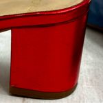 Vibrant Floral Red and Blue Suede Mules Flowercore Boho Chic Open Toe Block Heel Size 6.5 Photo 8