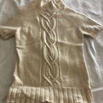 Cream Cable Knit Turtleneck cashmere Sweater Size M Photo 6