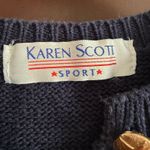 Karen Scott 90s Vintage Patriotic Whimsical Red White and Blue Cardigan | Small Photo 2