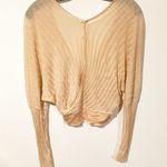 Free People Size Small Peach Long Sleeve Surplice Deep V Neckline Top Photo 4
