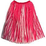 J.Crew Size 8 Pleated Midi Skirt Peekaboo Stripe Fuschia Pink White AJ984 Photo 3