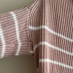 Rachel Zoe Light Pink and White Striped Ribbed Quarter-Zip Sweater, Size Small Photo 7