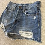 Free People We‎ the  Shorts Womens 26 Blue Denim Ripped Cutoff Button Mid Rise Photo 1