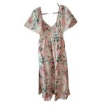 Sézane  NWT Emeline Linen Midi Short Sleeve Floral Midi Dress in Romantic Flowers Photo 4