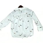 Old Navy Women’s Sunglass Print Tie Hem Shirt Long Sleeve White Buttoned Small Photo 2