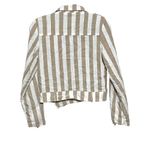 Lulus Vacation Signature Taupe Ivory Striped Crop Moto Jacket Zip Front Women XS Photo 1