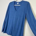 J.Jill  Silk Cotton Blend V Neck Long Sleeve Soft Sweater Classic Blue Comfy Cute Photo 7