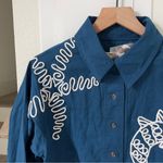 Free People  We The Free Tidal Stitch Button Down Shirt in Blue Photo 4