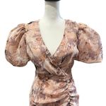 Missguided Mini Dress Size 0 Pink NWT Floral Coquette Flirty Puff Sleeve Frill Photo 7