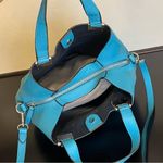 Vince Camuto  Beatt blue Moon perforated leather satchel bag with strap EUC Photo 3