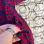 60s Coffee Break R Miss Elaine Mod Red Blue Floral Mini Dress Ditzy Daisy MEDIUM Photo 4