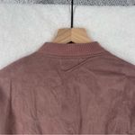 On The Road  Mauve Pink Faux Suede‎ Lace Up Zip Front Bomber Jacket Photo 10