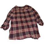 Westport  Burgundy and Black Checkered V-neck Relaxed Fit Top Photo 4