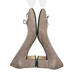 Tory Burch 9.5 Laila Suede Round Toe Block Heel Ballet Slipper Pumps Dust Storm Photo 8