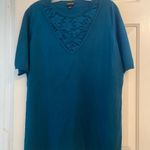 Torrid Teal Knit Short Sleeve Sweater lace inset sz 1 Photo 8