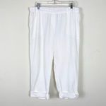 J. Jill Purejill Linen White Roll Tab Rolled Hem Cropped Pants Size L Petite Photo 1