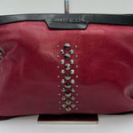 Jimmy Choo  Laptop Holder/Clutch/Wristlet Black and Red Leather‎ With Studs Photo 0