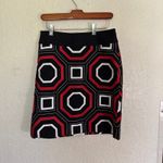 Ann Taylor Skirt Size 2 Geometric Print Black Red White Career Cocktail Photo 5