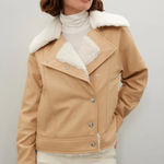 Derek‎ Lam Coat Womens X Small Brown Tan Oversized Shearling Jacket Faux Leather Size XS Photo 0