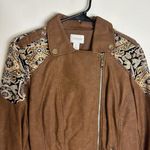 Chico's Faux-Leather embroidered Jacquard Moto Jacket size 0 Photo 3