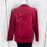 Chico's  Boho Velour Paisley Embroidered Beaded Sequin Trucker Jacket Red‎ 3 XL 16 Photo 4
