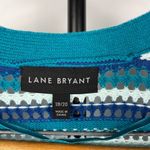 Lane Bryant Lane Bryant Blue Striped Short Sleeve Cropped Crochet Knit Open Front Cardigan Photo 4