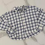 Madewell Flannel Crop Boxy Long Sleeve Shirt Windowpane Women's Small Collared Photo 0