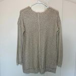 Rebecca Taylor Tan Silver Chunky Knit Cotton Crochet Crew Pullover Top Small Photo 1