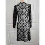 Antonio Melani Metallic Silver Black Filigree Sheath Dress SIZE 2 Long Sleeve Photo 4