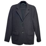 Ralph Lauren Lauren Gray Cotton Sweater-Knit Blazer Large Silver Crest Buttons Photo 0