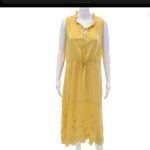 See By Chloe  Mustard Yellow Sleeveless Eyelet Midi Dress 38‎ Photo 3