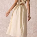 Rihoas Light Yellow Pleated Cross Back Midi Dress Size M Photo 0