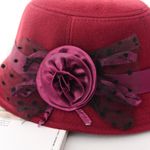Cute Red Bucket Hat with Rose Flower &‎ Bow Photo 2