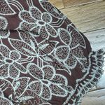 Solitaire NWOT Woman’s   Lace Overlay Floral Blouse Brown Size Small Photo 3