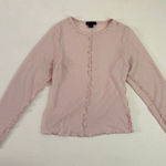 Sanctuary Pink Textured Long Sleeve Top Women’s XL Lettuce Hem Ruffle Edge Photo 0