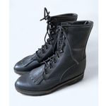 Tony Lama NEW Women's Black Leather Roper Lace Up Kiltie Boots 5.5 B Photo 1