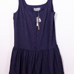 NEW Anthropologie Square Neck Seersucker Sleeveless Button Front Mini Dress Blue Photo 0